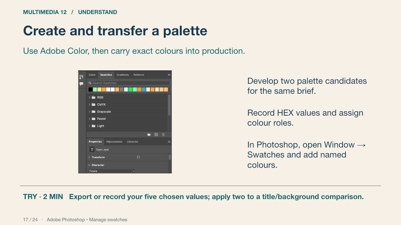 Create and transfer a palette