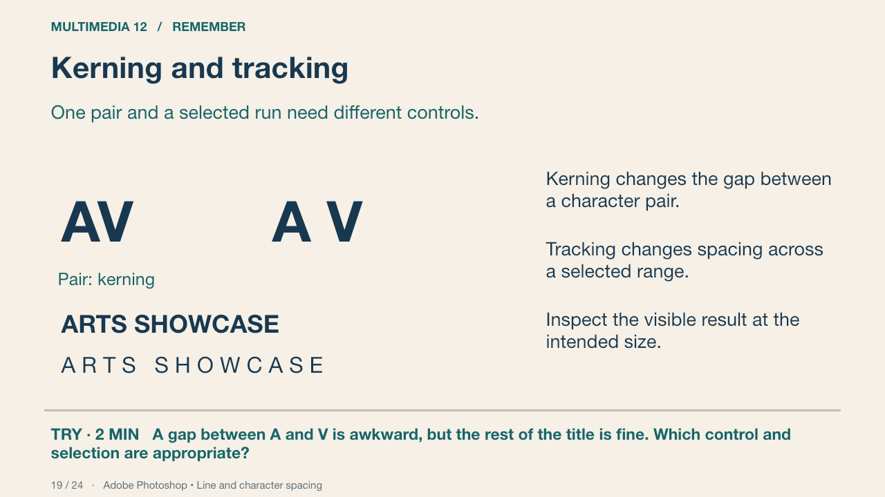 Kerning and tracking