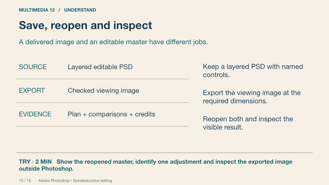 Save, reopen and inspect