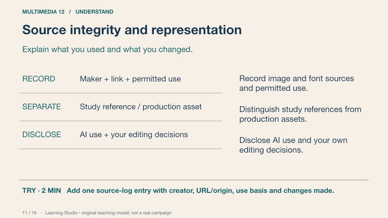 Source integrity and representation