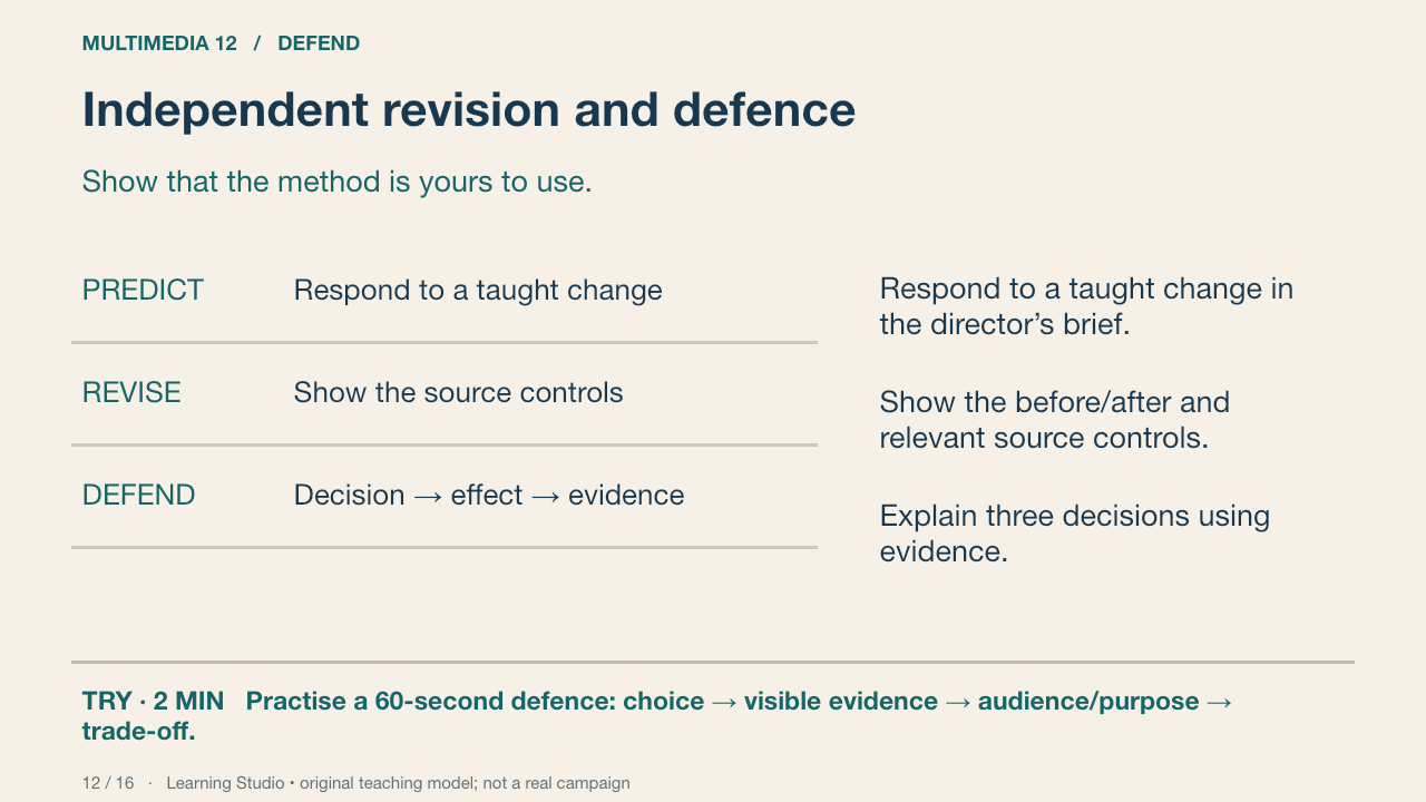 Independent revision and defence