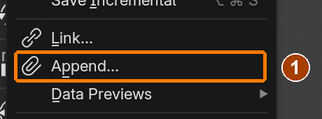 File menu: Append.