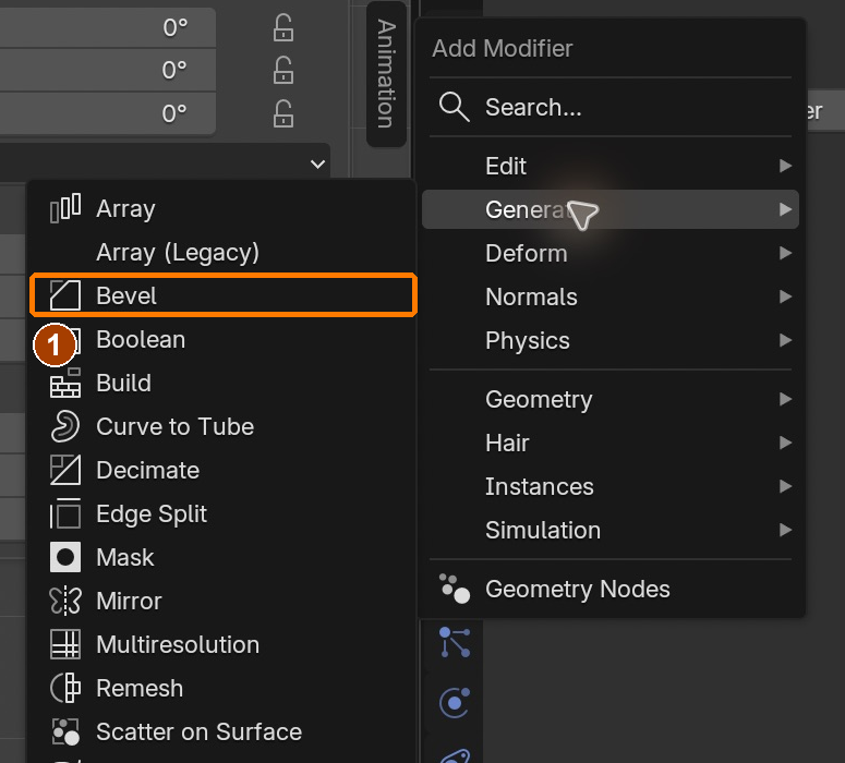 Add Modifier > Generate > Bevel