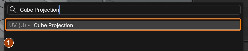 Cube Projection can also be found with F3; Door is selected in Edit Mode.