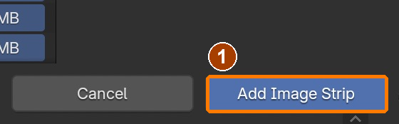 Click Add Image Strip after confirming the import settings. The result must be one 96-frame strip at frame 1.