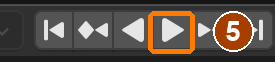 After reopening, click Play. The actual test shows moving flakes at frame 24.
