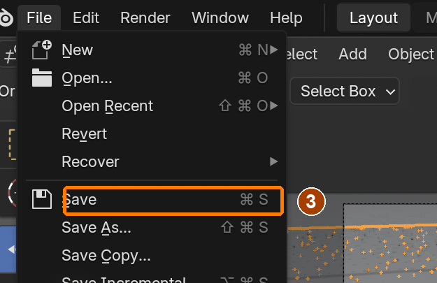 File > Save writes the rebuilt cache state in the renamed review copy.