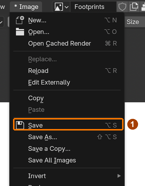 Image > Save preserves Footprints. Save As is used on the first save when this new image has no filename.