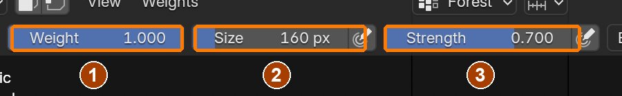 Weight 1, Size 160 px, Strength 0.7.