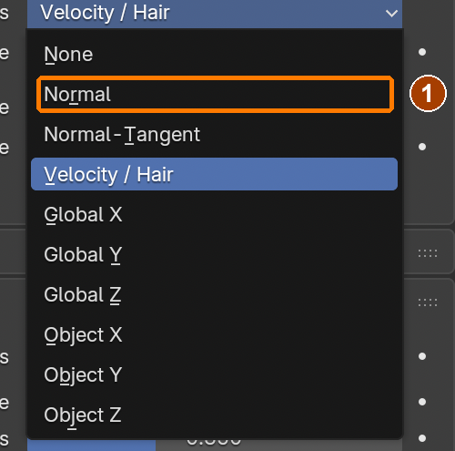 Rotation > Orientation Axis dropdown: Normal.