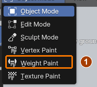Mode menu: Weight Paint.