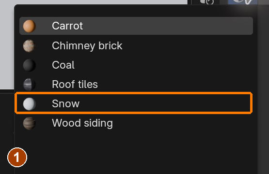 Choose the existing Snow material for Snow ground.