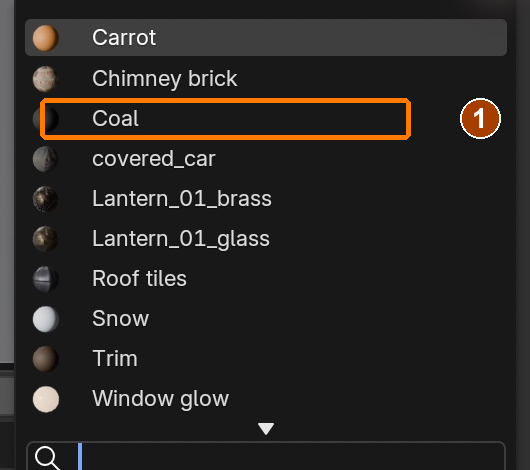 Material dropdown: existing Coal.