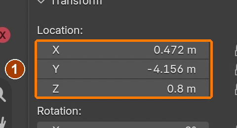Post location and Dimensions 0.1 × 0.1 × 1.6 m; next apply scale. · Location.