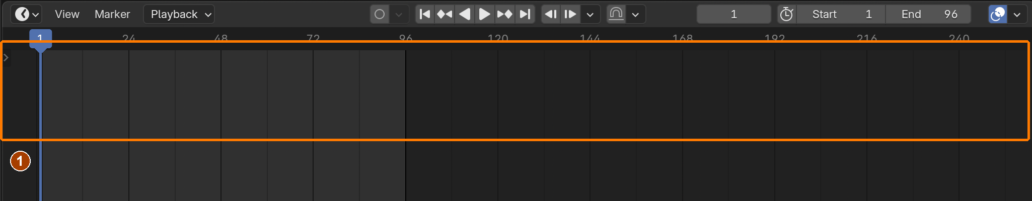 The Timeline below the viewport controls the current frame and playback. The scene view changes as animation plays.