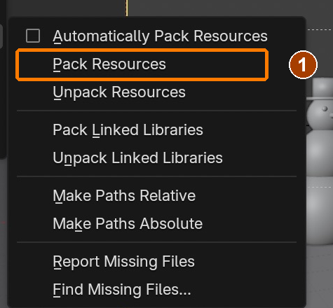 File > External Data > Pack Resources.