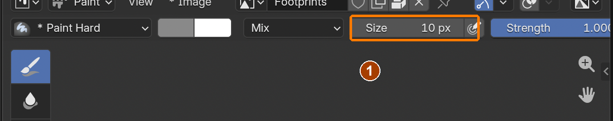 Use a 10 px brush and twelve short alternating strokes.