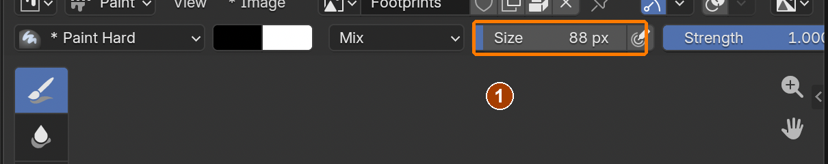 Paint Hard Size is 88 px for the walkway.