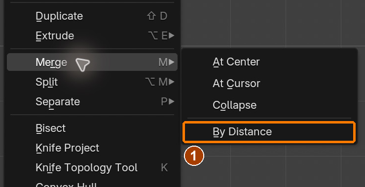 Mesh > Merge > By Distance
