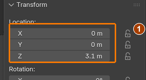 Roof snow: move to Z 3.1 and scale 0.985; apply Scale next. · Location.