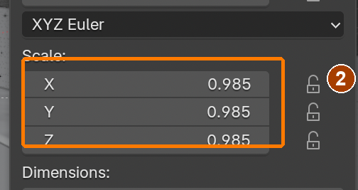Roof snow: move to Z 3.1 and scale 0.985; apply Scale next. · Scale.
