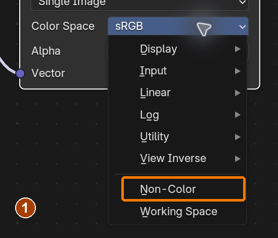 The roughness image is data: choose Non-Color in the open colour-space menu.