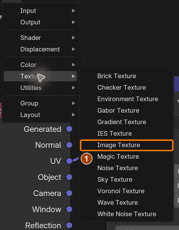 Add › Texture › Image Texture