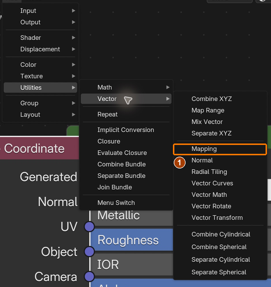 Add › Utilities › Vector › Mapping