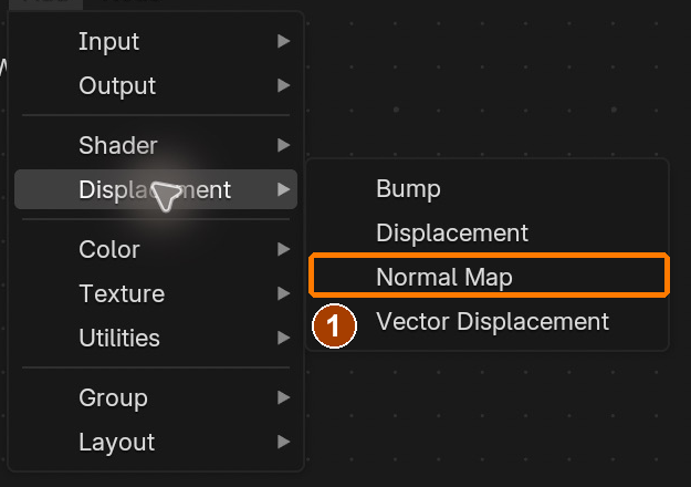 Add › Displacement › Normal Map