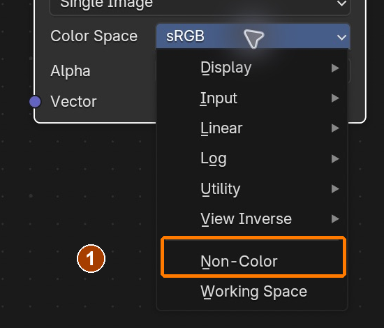 NormalGL image Color Space menu: Non-Color