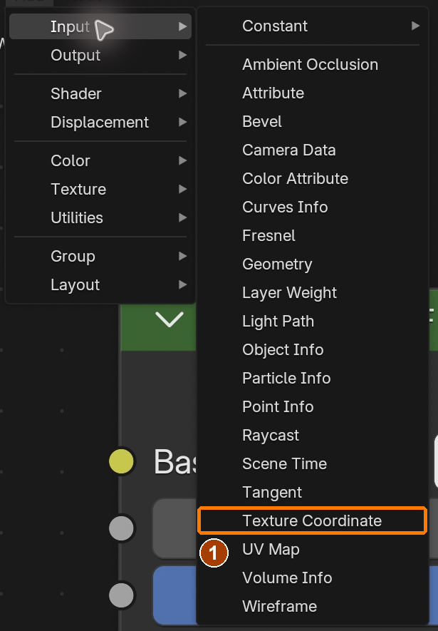 Add › Input › Texture Coordinate