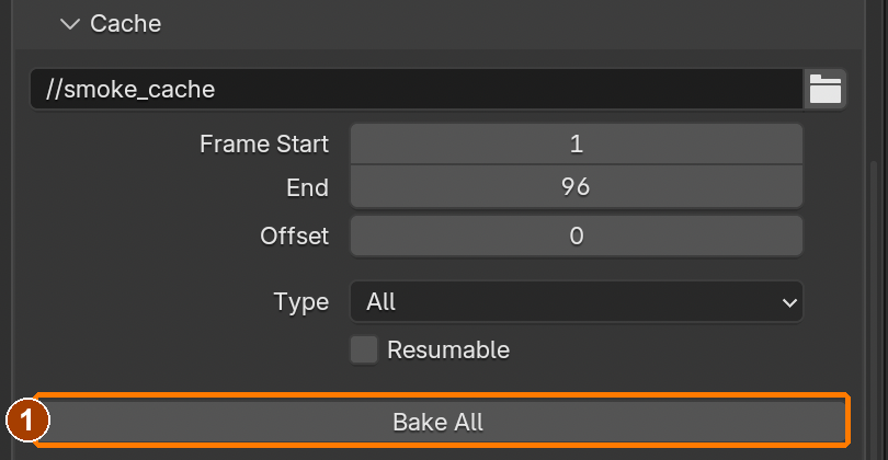 After saving and setting Cache Type All: click Bake All.