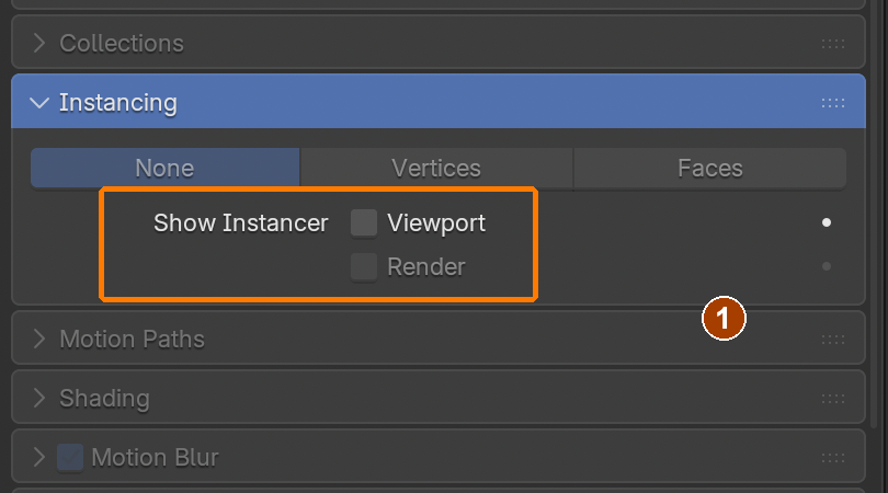 Turn Render off first, then Viewport under Show Instancer; both stay off.