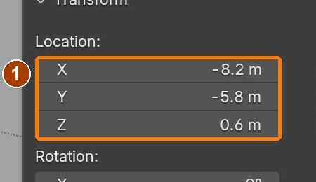 Item sidebar: Location and Dimensions · Location.