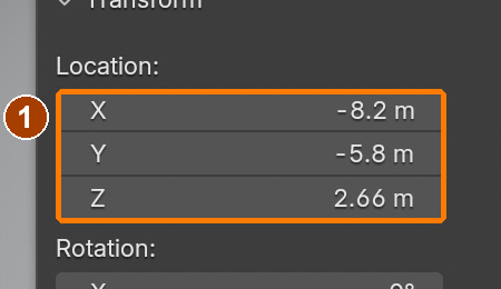 Item sidebar: Location and Dimensions · Location.