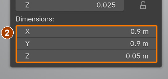 Item sidebar: Location and Dimensions · Dimensions.