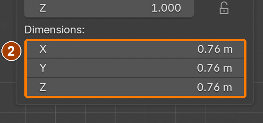 Item sidebar: Location and Dimensions · Dimensions.