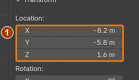 Item sidebar: Location and Dimensions · Location.