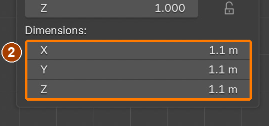 Item sidebar: Location and Dimensions · Dimensions.