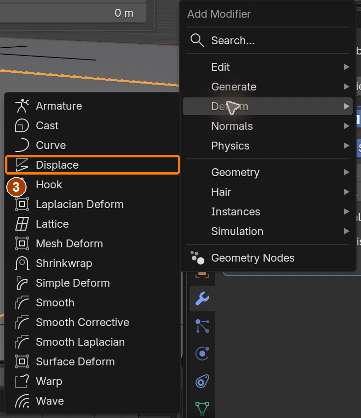 Add Modifier > Deform > Displace
