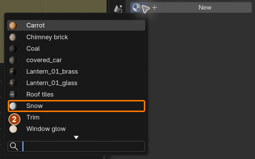 Material Properties > Browse Material > Snow