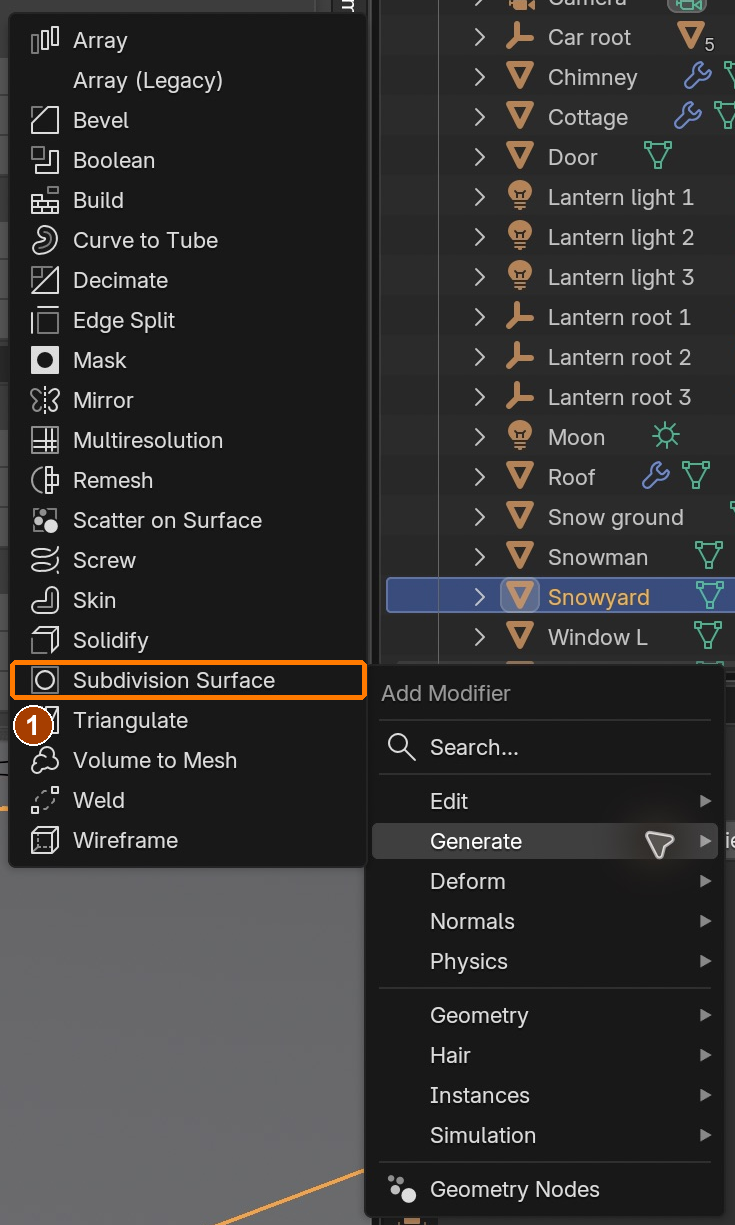 Add Modifier > Generate > Subdivision Surface