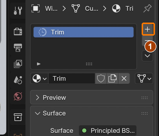Material Properties: + adds a second material slot.