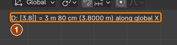 Shift+D X 3.8 m