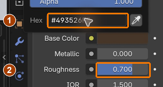 Trim Base Color #493526 and Roughness 0.7