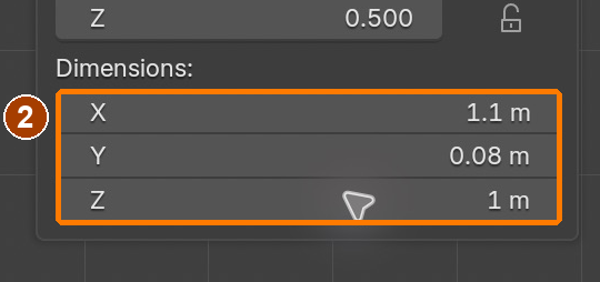 Item sidebar: Location and Dimensions · Dimensions.