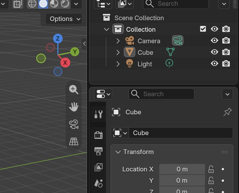 Reopening showed Cube again: I had clicked empty viewport space and deselected it before Delete.