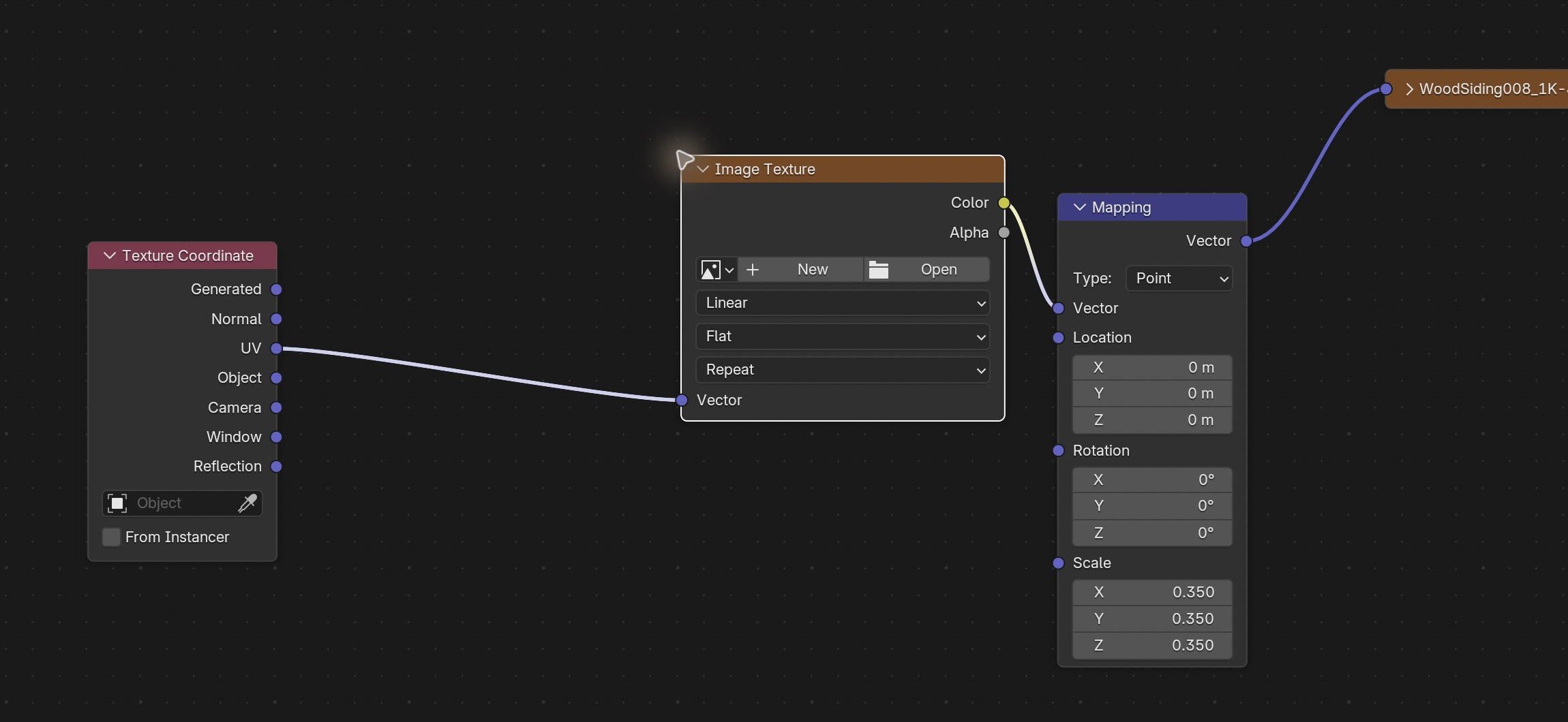 Placing Image Texture on a wire inserted it between UV and Mapping. Image Color is not the intended UV coordinate input.