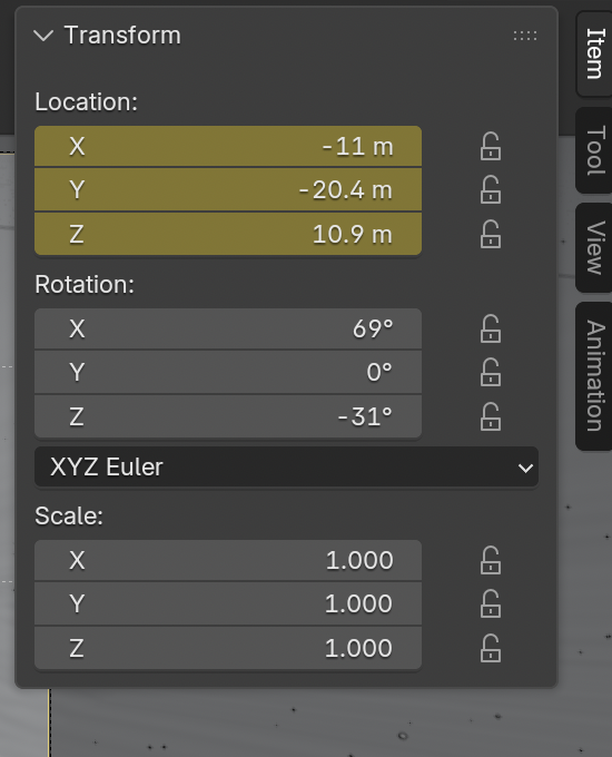 Result in the native demonstration. Check the selected object, state and values against this view.