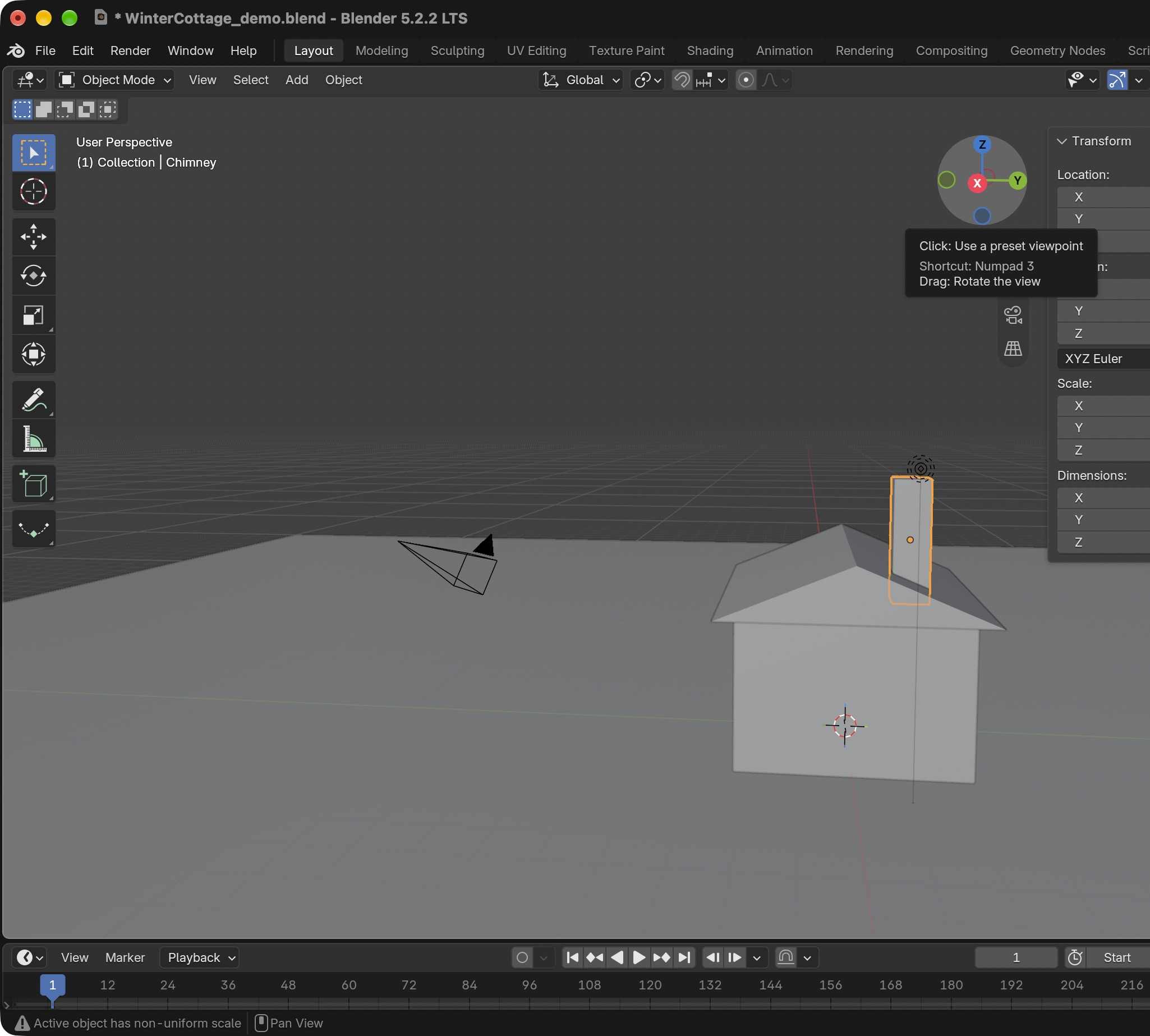 Result in the native demonstration. Check the selected object, state and values against this view.